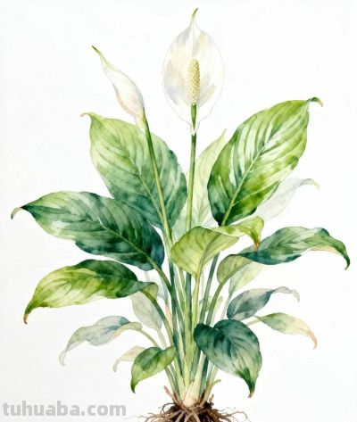 水彩画｜白掌 - 图画吧TUHUABA