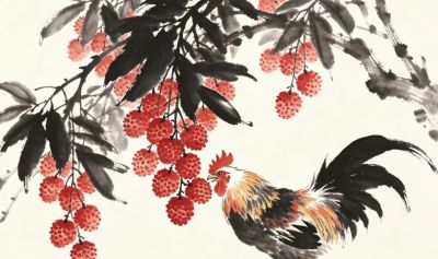 雄鸡唱晓 金穗摇风 岁稔年丰万事吉丨小画拾光公鸡国画素材分享 - 图画吧TUHUABA