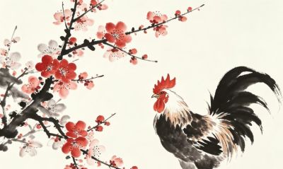 雄鸡唱晓 金穗摇风 岁稔年丰万事吉丨小画拾光公鸡国画素材分享 - 图画吧TUHUABA