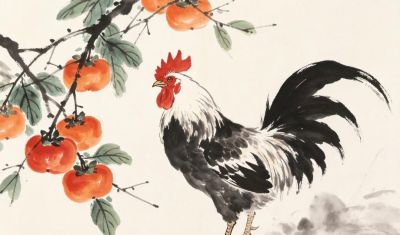 雄鸡唱晓 金穗摇风 岁稔年丰万事吉丨小画拾光公鸡国画素材分享 - 图画吧TUHUABA