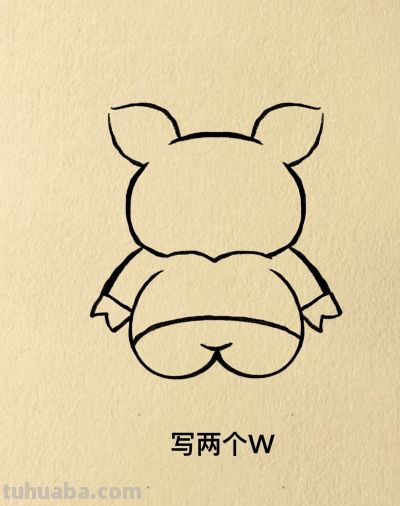 小猪简笔画步骤图 - 图画吧TUHUABA