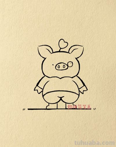 小猪简笔画步骤图 - 图画吧TUHUABA