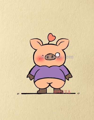 小猪简笔画步骤图 - 图画吧TUHUABA