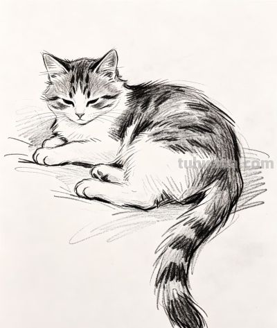 一纸素描 画尽猫咪的软萌与安静丨Jasper分享 - 图画吧TUHUABA