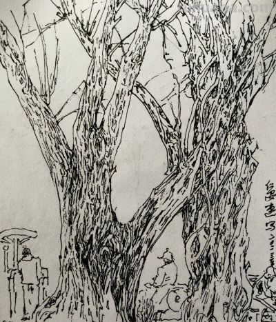 郑仁安 ||《公交车上》和《伊通河畔》速写作品欣赏 - 图画吧TUHUABA
