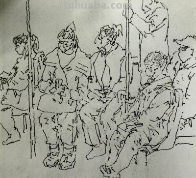郑仁安 ||《公交车上》和《伊通河畔》速写作品欣赏 - 图画吧TUHUABA