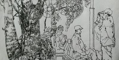 郑仁安 ||《公交车上》和《伊通河畔》速写作品欣赏 - 图画吧TUHUABA