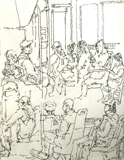 郑仁安 ||《公交车上》和《伊通河畔》速写作品欣赏 - 图画吧TUHUABA