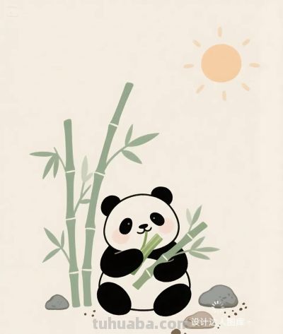 简笔画｜简约插画｜竹林里的熊猫 - 图画吧TUHUABA