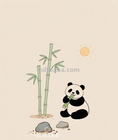 简笔画｜简约插画｜竹林里的熊猫 - 图画吧TUHUABA