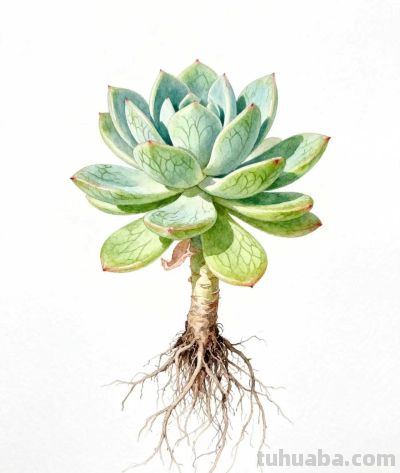 水彩画｜多肉 - 图画吧TUHUABA