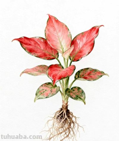 水彩画｜吉利红 - 图画吧TUHUABA