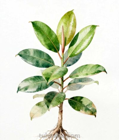 水彩画｜橡皮树 - 图画吧TUHUABA
