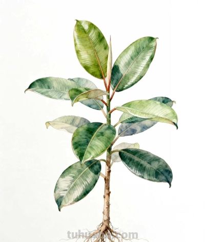 水彩画｜橡皮树 - 图画吧TUHUABA