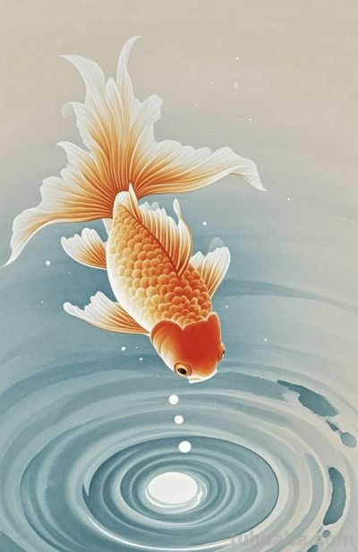 一组金鱼绘画素材（含高清线稿图），寓意年年有余，金鱼满堂！ - 图画吧TUHUABA