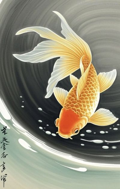 一组金鱼绘画素材（含高清线稿图），寓意年年有余，金鱼满堂！ - 图画吧TUHUABA
