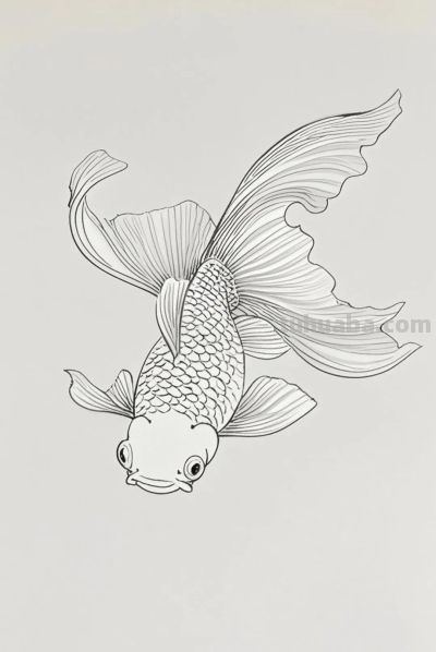 一组金鱼绘画素材（含高清线稿图），寓意年年有余，金鱼满堂！ - 图画吧TUHUABA