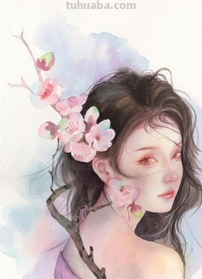 水彩晕染的古风梦境！细腻笔触下的美人，每一幅都像一首温柔的诗 - 图画吧TUHUABA