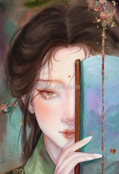 水彩晕染的古风梦境！细腻笔触下的美人，每一幅都像一首温柔的诗 - 图画吧TUHUABA