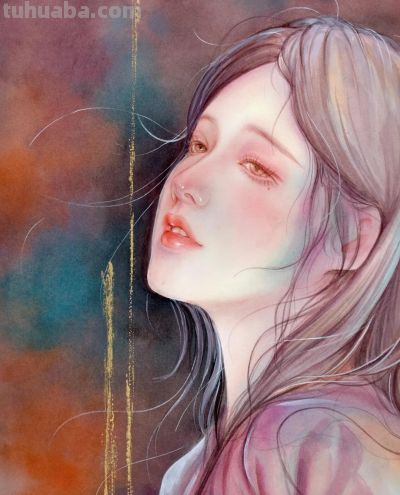 水彩晕染的古风梦境！细腻笔触下的美人，每一幅都像一首温柔的诗 - 图画吧TUHUABA