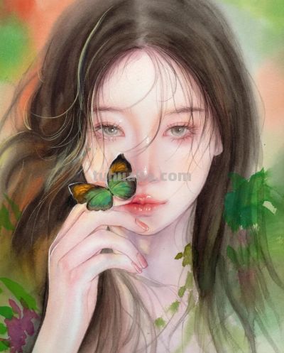 水彩晕染的古风梦境！细腻笔触下的美人，每一幅都像一首温柔的诗 - 图画吧TUHUABA