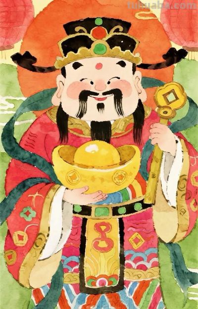 水彩财神插画 - 今日头条 水彩财神插画 - 图画吧TUHUABA