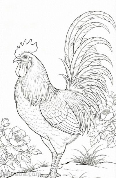 雄鸡唱晓 牡丹盛放 花开富贵吉祥丨战绩可查雄鸡线稿图分享 - 今日头条