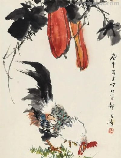 锦羽昂冠，雄风万里，十四幅王雪涛大鸡图欣赏！ - 图画吧TUHUABA