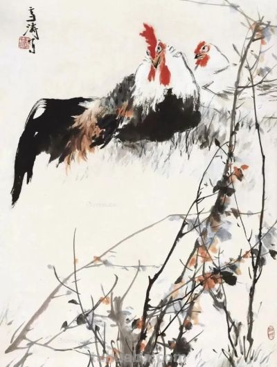 锦羽昂冠，雄风万里，十四幅王雪涛大鸡图欣赏！ - 图画吧TUHUABA