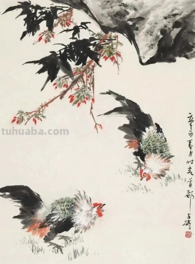 锦羽昂冠，雄风万里，十四幅王雪涛大鸡图欣赏！ - 图画吧TUHUABA