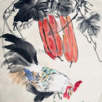 锦羽栖花，笔墨寄吉，一组大鸡图欣赏！ - 图画吧TUHUABA