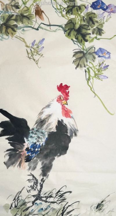 锦羽栖花，笔墨寄吉，一组大鸡图欣赏！ - 图画吧TUHUABA