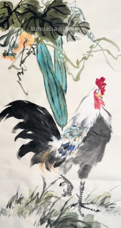 锦羽栖花，笔墨寄吉，一组大鸡图欣赏！ - 图画吧TUHUABA