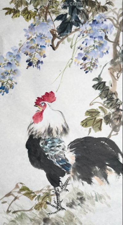锦羽栖花，笔墨寄吉，一组大鸡图欣赏！ - 图画吧TUHUABA