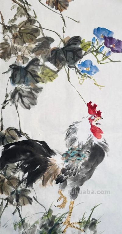 锦羽栖花，笔墨寄吉，一组大鸡图欣赏！ - 图画吧TUHUABA