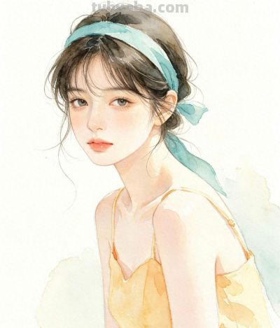青蓝发带衬浅黄裙 水彩晕染少女清浅温柔模样丨废话生产车间分享 - 今日头条