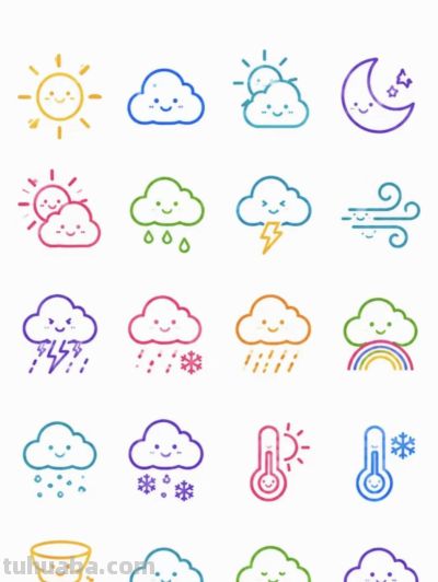 简笔小画：天气主题表情 - 图画吧TUHUABA
