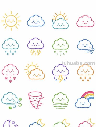 简笔小画：天气主题表情 - 图画吧TUHUABA