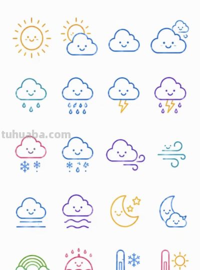 简笔小画：天气主题表情 - 图画吧TUHUABA